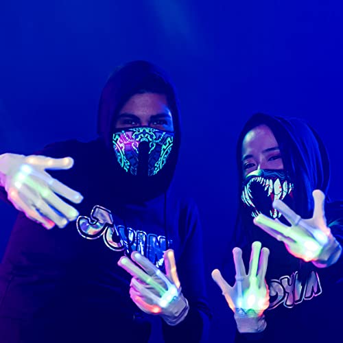 2 Pack Halloween Light-Up Mask, Scary LED Mask for Halloween Costume Dress-up Accessories, Halloween Parties, Festival Cosplay, Photo Shoot, School Events,Horror Theme Parties - Glow-Paradise