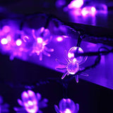 RECESKY 70 LED Spider String Lights - 22.6ft Halloween String Lights, Waterproof Plug in Light for Outdoor, Indoor Decor - Halloween Lighting for Yard, Home, Halloween Party Decorations (Purple) - Glow-Paradise