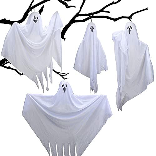 TOY Life 4 Pcs Hanging Ghosts Halloween Decorations - 25.5” Posable Halloween Ghost Decorations Outdoor Indoor - Flying Ghost Halloween - Hanging Ghost for Trees Yard - Hanging Halloween Decorations - Glow-Paradise