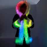 LED Light Faux Fur Coat – LED Clothing Cloak Rave Clothes for Women and Men (Black, Large) - Glow-Paradise