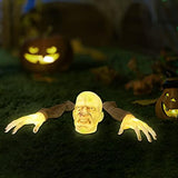 Halloween Decorations Outdoor Lighted Zombie Groundbreaker Decoration, Creepy Face Hand Lawn Stakes Graveyard Décor, Scary Ground Breaker Skeleton Indoor Halloween Decor - Glow-Paradise