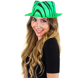 Neon Party Hats - 24 Pack - Plastic Gangster Hats - 80s Party Hats - Animal Print Party Hats by Funny Party Hats - Glow-Paradise