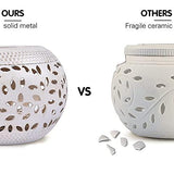 Solar Table Lantern Outdoor Waterproof- Dancing Flickering Flame Solar Powered LED Light，White Metal Desktop Decorative Lamp Auto On/Off Lighting Dusk to Dawn for Indoor Desk Patio Garden Pathway Yard - Glow-Paradise