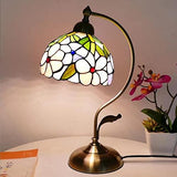 Magcolor Tiffany Stained Glass Style Table Lamp Handcrafted Purple Flowers Color Lattice Glass Lampshade Living Room Lamp Bedside Lamp (Purple 6inch) - Glow-Paradise