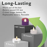Homemory Battery Operated LED Tea Lights, Pack of 24, Flameless Votive Tealights with Flickering Bulb Light, Small Electric Fake Tea Candle Realistic for Wedding, Table, Gift, Outdoor (Purple) - Glow-Paradise