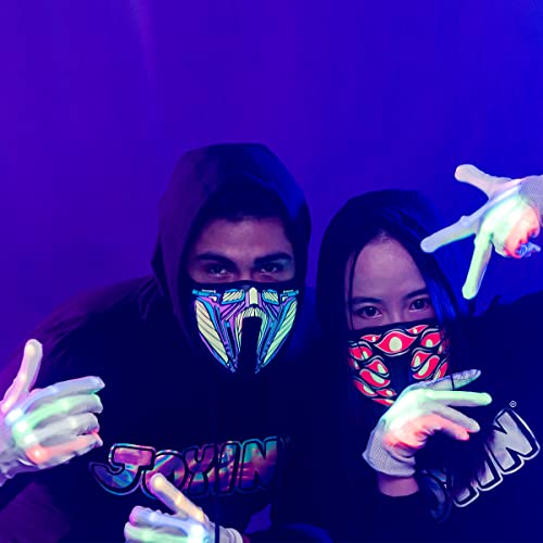 2 Pack Halloween Light-Up Mask, Scary LED Mask for Halloween Costume Dress-up Accessories, Halloween Parties, Festival Cosplay, Photo Shoot, School Events,Horror Theme Parties (Orange and Blue) - Glow-Paradise