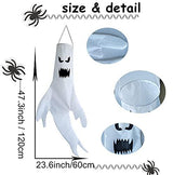 Leuceiy Halloween Decorations Ghost Windsocks Hanging Decor for Home Indoor Outdoor Yard Flag Wind Socks Party Supplies (2piece 47 Inch) - Glow-Paradise