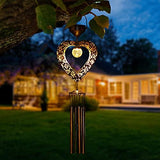 Solar Wind Chimes for Outside Deep Tone Heart LED Crackle Glass Ball LED Decor Light Windchime Metal Elegant Hanging Decorations Gifts for Mom Women Yard Porch Birthday Christmas Mother Gift (Bronze) - Glow-Paradise