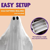 Halloween Hanging Light up Ghost with Spooky Blue LED Light, 47” White Hanging Ghosts, Best Halloween Hanging Decoration for Front Yard Patio Lawn Garden Party Decor Indoor Outdoor - Glow-Paradise