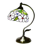 Magcolor Tiffany Stained Glass Style Table Lamp Handcrafted Purple Flowers Color Lattice Glass Lampshade Living Room Lamp Bedside Lamp (Purple 6inch) - Glow-Paradise