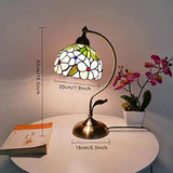 Magcolor Tiffany Stained Glass Style Table Lamp Handcrafted Purple Flowers Color Lattice Glass Lampshade Living Room Lamp Bedside Lamp (Purple 6inch) - Glow-Paradise