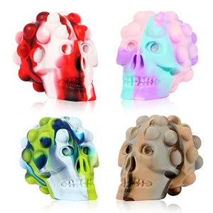 4 Pack Halloween Pop Fidget Toys, 3D Skull Squeeze Pop Bubble Stress Ball Sensory Toys for Halloween Goodie Bag Fillers, Pinata Stuffers, Gifts, Tree Decoration, Halloween Party Favors for Kids Adults - Glow-Paradise