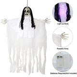 JOYIN 43" Halloween Hanging Ghost Decoration, Halloween Scary Hanging Ghost Girl with Light-up Head for Halloween Outdoor, Yard, Patio Decoration, Halloween Haunted House Decorations - Glow-Paradise