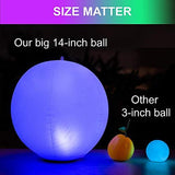 HAPIKAY Solar Floating Pool Lights - 14 Inch Inflatable and Waterproof LED Color Changing Light Orbs- Floats or Hang in Pool, Garden, Backyard, Patio, Party (1, English) - Glow-Paradise