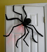 Halloween Giant Spider with Light Up Eyes Decorations 4 Ft Hairy Spider Prop with LED Red Eyes for Best Indoor / Outdoor Halloween Decor - Glow-Paradise