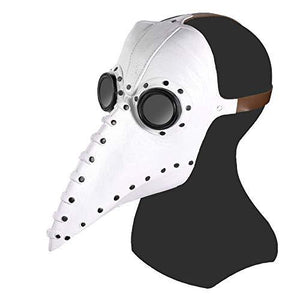 Stegosaurus Plague Doctor Bird Mask Long Nose Beak Cosplay Steampunk Halloween Costume Props Latex Material D-White - Glow-Paradise