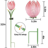 Outdoor Solar Garden Lights - 2 Pack Solar Large Metal Tulip Flowers Decorative Lights - Warm White LED Waterproof Solar Stake Lights for Garden, Patio, Yard, Lawn, Walkway Decoration(Red) - Glow-Paradise