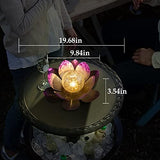 Huaxu Solar Lights Outdoor Garden Decor,Purple Lotus Solar Light,Waterproof LED Crackle Globe Glass Flower Light for Garden,Patio,Yard,Porch,Pathway,Ground,Outdoor Tabletop - Glow-Paradise