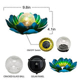 WNP Solar Flower Light Outdoor Decorations,Solar Outdoor Lights Decorative,Waterproof Glass Crackle Solar Powered Ball Decor Light with Metal Petal for Tabletop,Ground,Walkway Yard - Glow-Paradise