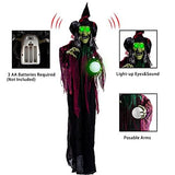 JOYIN 70.8" Halloween Hanging Witch Decoration, Animated Creepy Witch with LED Eyes and Sound for Halloween Outdoor,Lawn, Yard, Patio Decoration, Halloween Haunted House Party Decorations - Glow-Paradise