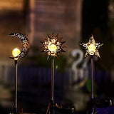 Tryme Solar Lights Outdoor Garden Decorations Sun Moon Star Stake Light Decorative Waterproof Warm White LED Yard Decor for Pathway Lawn Patio Courtyard Backyard - Glow-Paradise