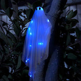Halloween Hanging Light up Ghost with Spooky Blue LED Light, 47” White Hanging Ghosts, Best Halloween Hanging Decoration for Front Yard Patio Lawn Garden Party Decor Indoor Outdoor - Glow-Paradise
