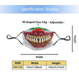 2Pack Halloween Scary Clown Face Masks Men Women, Washable & Reusable Fabric Halloween Clown Smile Mask for Adults with 4Pcs Filters - Glow-Paradise