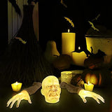 Halloween Decorations Outdoor Lighted Zombie Groundbreaker Decoration, Creepy Face Hand Lawn Stakes Graveyard Décor, Scary Ground Breaker Skeleton Indoor Halloween Decor - Glow-Paradise