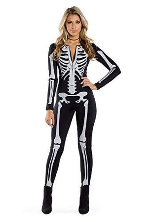 Tipsy Elves Women’s Skeleton Halloween Long Sleeve Bodysuit Costume Size X-Large - Glow-Paradise