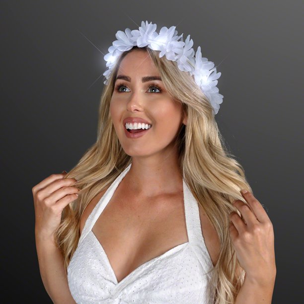 Autumn Festival Harvest Light Up Flower Crown Headband LED Lights (White Color, 1 Quantity Per Pack) - Glow-Paradise