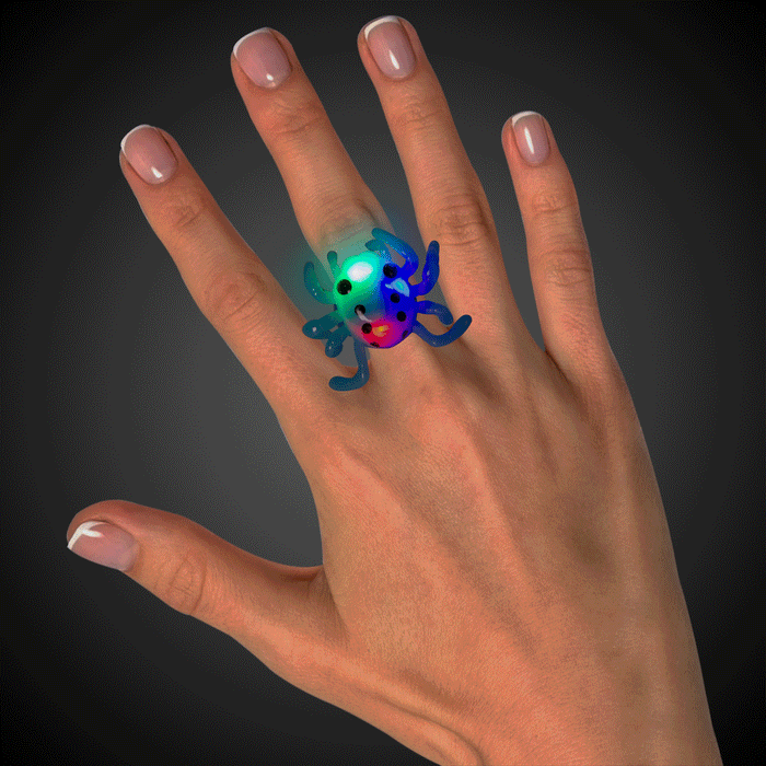 LED Spider Jelly Rings (Assorted Colors, 24 Rings Per Pack) - Glow-Paradise