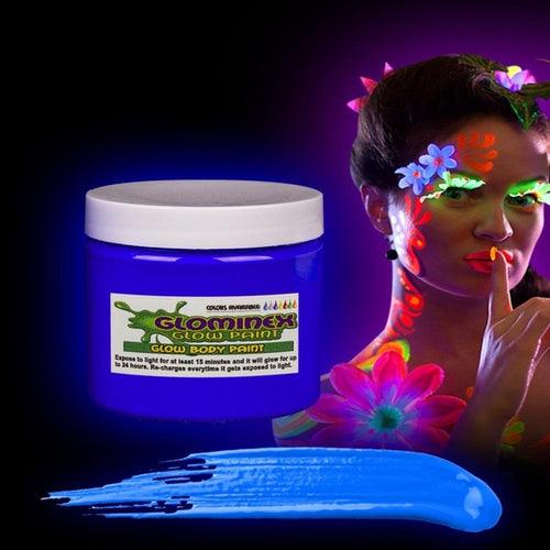 Glominex Glow Body Paint 4oz Jars (Blue Color, 1 Jar Per Pack) - Glow-Paradise