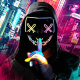 COOFO Led Halloween Mask Light Up Gloves Set,Multicolor Light up Halloween Masks EL Wire Multicolor Glowing Scary LED Halloween Mask for Kids Costume Party - Glow-Paradise