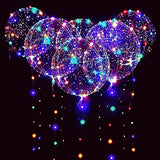 LED Light Up Bobo Baloons 10 Packs, 20 Inches Clear Helium Transparent Balloons 15 pcs, Glow in The Dark Ballons for Christmas Wedding Birthday Valentines Day Halloween Party Decoration - Glow-Paradise