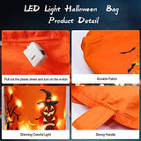 BEMISO Halloween Trick or Treat Bags With LED light Halloween Candy Basket Tote Bags Multipurpose Reusable Goody Bucket for Kids Halloween Party Favors (Orange) - Glow-Paradise