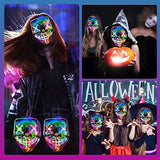 Halloween Purge Mask Light up - CHAOYU 2 Pack LED Scary Face Mask 2 Color Glow Mask with 3 Light Modes Masquerade Costume for Adults Kids Men Women(Multi-color Set) - Glow-Paradise