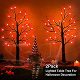 2 Pack 24 Inch Orange Lighted Halloween Birches Tree Decor with Timer Total 48 LED Battery Operated Tabletop Artificial Black Spooky Tree Halloween Decorations for Indoor Home Holiday Party - Glow-Paradise