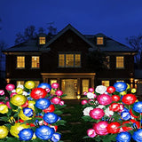 Outdoor Solar Lights Garden Stake Lights 7 Rose Flowers Path Solar Garden Lights Decorative Lights for Patio Yard Pathway Landscape Lighting (Blue) - Glow-Paradise