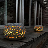 Solar Table Lantern Outdoor Waterproof- Dancing Flickering Flame Solar Powered LED Light，White Metal Desktop Decorative Lamp Auto On/Off Lighting Dusk to Dawn for Indoor Desk Patio Garden Pathway Yard - Glow-Paradise