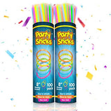 PartySticks Glow Sticks Party Supplies 200pk - 8 Inch Glow in the Dark Light Up Sticks Party Favors, Glow Party Decorations, Neon Party Glow Necklaces and Glow Bracelets with Connectors - Glow-Paradise
