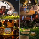 Solar Table Lantern Outdoor Waterproof- Dancing Flickering Flame Solar Powered LED Light，White Metal Desktop Decorative Lamp Auto On/Off Lighting Dusk to Dawn for Indoor Desk Patio Garden Pathway Yard - Glow-Paradise