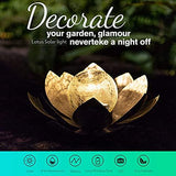 Huaxu Solar Lights Outdoor Garden, Crackle Globe Glass Lotus Decoration, Waterproof LED Metal Flower Lights for Patio,Lawn,Walkway,Tabletop,Ground - Glow-Paradise