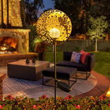 Tryme Garden Solar Lights Fairy Moon Star Glass Globe Pathway Stake Light Metal Angel Decor, Outdoor Decorative Lights Waterproof for Walkway, Yard, Lawn, Patio or Courtyard (Warm White) - Glow-Paradise