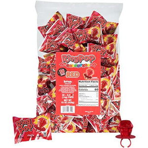 Ring Pop Individually Wrapped Back to School Red Cherry Party Pack – 30 Count Cherry Flavored Red Candy Lollipop Suckers - Red Candy for School Treats & Care Packages - Glow-Paradise