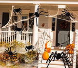 jollylife 7PCS Halloween Decorations Outdoor Fake Giant Spiders - Scary Props for Yard Haunted House Indoor Party Decor Supplies (47”×1pcs, 30”×1pcs, 20”×2pcs, 12”×3pcs) - Glow-Paradise