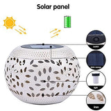 Solar Table Lantern Outdoor Waterproof- Dancing Flickering Flame Solar Powered LED Light，White Metal Desktop Decorative Lamp Auto On/Off Lighting Dusk to Dawn for Indoor Desk Patio Garden Pathway Yard - Glow-Paradise