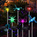 MAGGIFT 6 Pack Outdoor Solar Figurine Lights, Solar Powered Garden Stake Light, Color Changing LED Landscape Lighting, Sparkling Star Flower Hummingbird Butterfly Dragonfly Bee for Patio Yard Pathway - Glow-Paradise