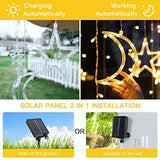 Techip Solar String Lights Outdoor 138LED Solar Powered Curtain Lights Window Lights Solar Star Moon Lights Twinkle LED Fairy Lights for Backyard Garden Patio Home Christmas Holiday Ramadan Decoration - Glow-Paradise