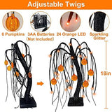 TURNMEON 18" LED Halloween Willow Tree Decor 24 Orange Lights Timer Battery Powered Jack-O-Lantern Pumpkins Ornaments Black Spooky Tabletop Tree Halloween Scary Decorations Indoor Outdoor Home Party - Glow-Paradise