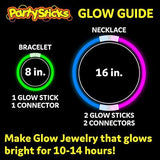 PartySticks Glow Sticks Party Supplies 100pk - 8 Inch Glow in the Dark Light Up Sticks Party Favors, Glow Party Decorations, Neon Party Glow Necklaces and Glow Bracelets with Connectors - Glow-Paradise